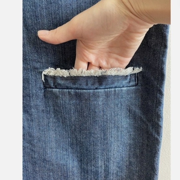 ALLSAINTS denim frayed dress with pockets - size 6 - Picture 4 of 4